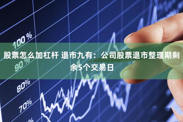 股票怎么加杠杆 退市九有：公司股票退市整理期剩余5个交易日