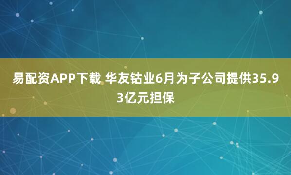 易配资APP下载 华友钴业6月为子公司提供35.93亿元担保