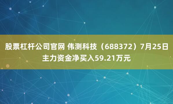 股票杠杆公司官网 伟测科技（688372）7月25日主力资金净买入59.21万元